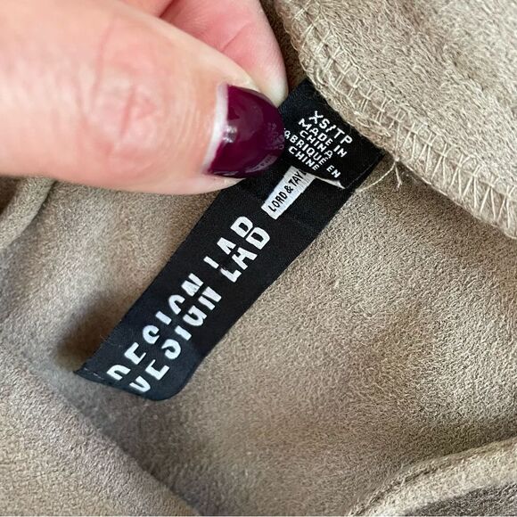 Design Lab Beige Moleskin Sueded Fabric Spaghetti Strap Fringe Slip Dress XS - Picture 6 of 8